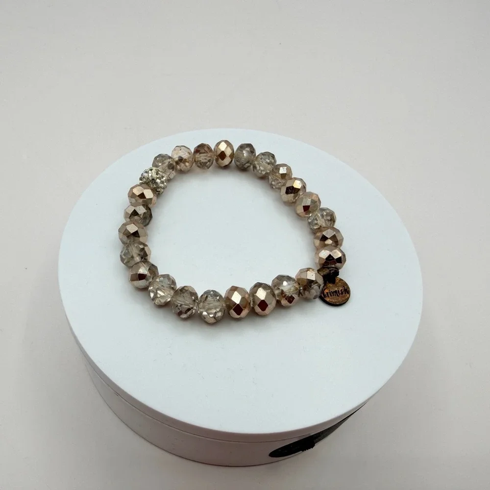 Vintage Y2K Erimish Silver Tone Stretch Beaded Bracelet Women's Classic Jewelry‎
